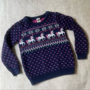 EUC: OshKosh Fair Isle Cotton Sweater Unicorns 🦄 🦄 🦄